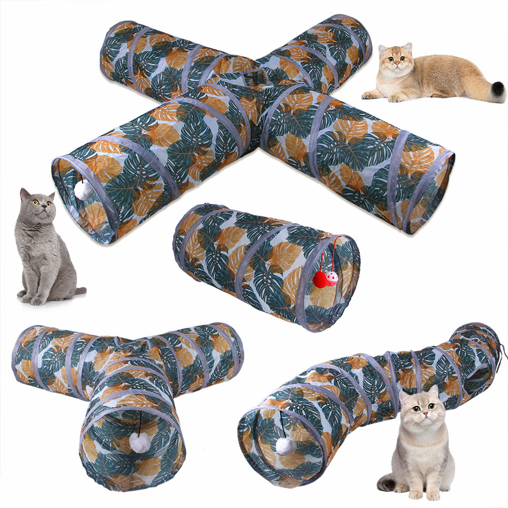 Foldable Cat Tunnel Toy Fun Printed Play Tunnel