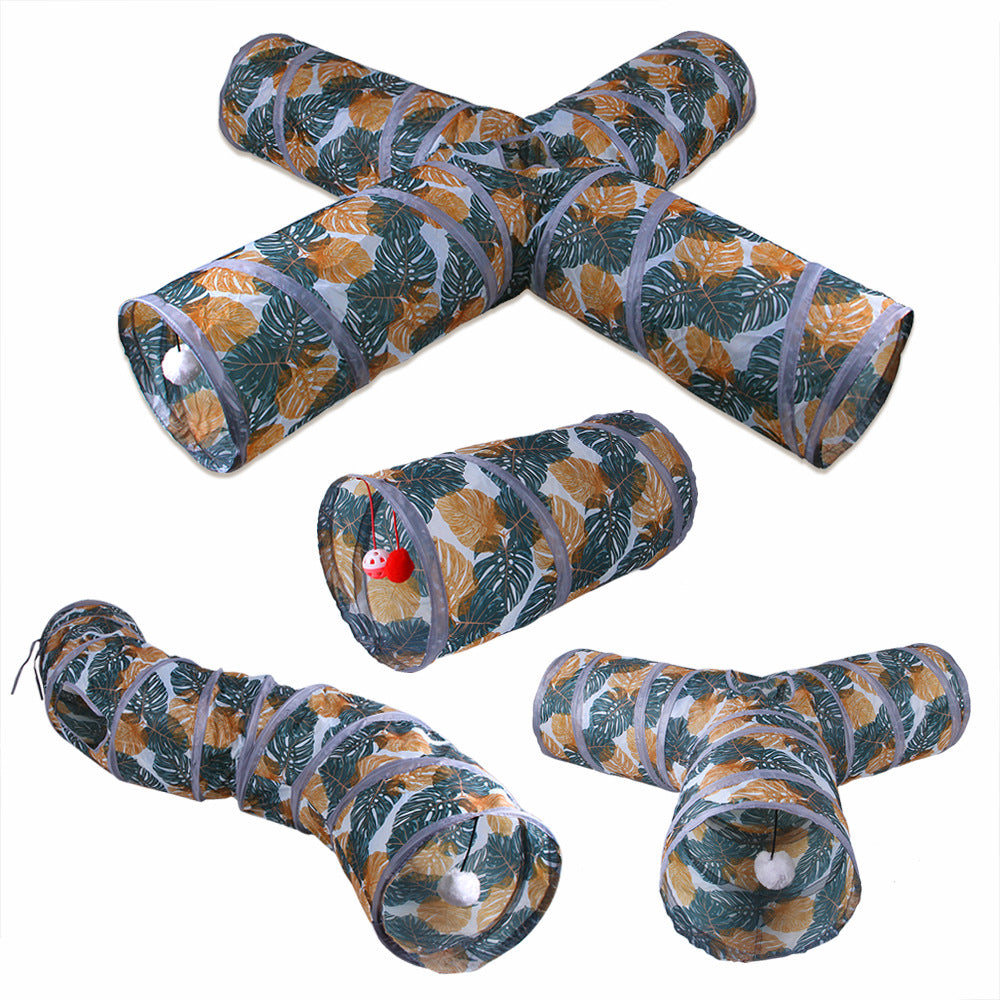 Foldable Cat Tunnel Toy Fun Printed Play Tunnel